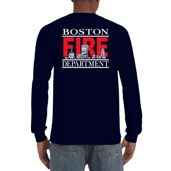 Boston Fire Skyline Navy Long Sleeve Back